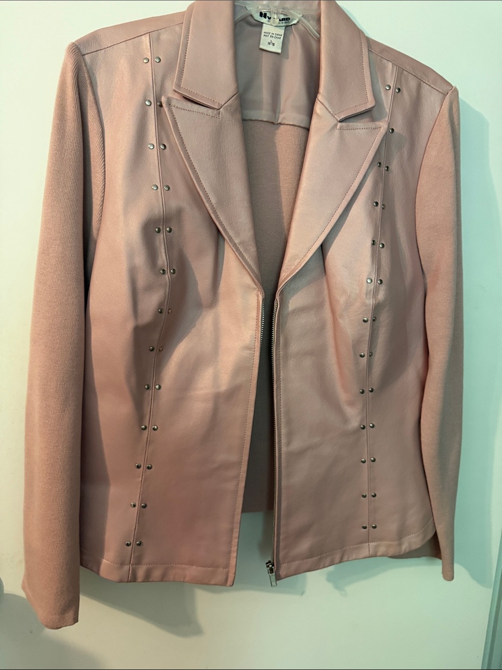 Peter Nygard Blush Pink Studded Leather Jacket